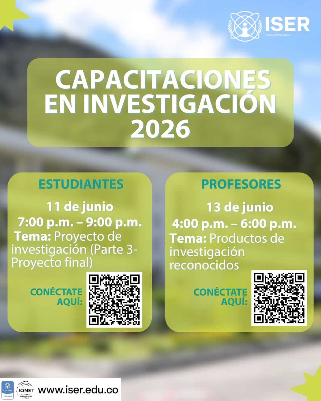 ISER | Capacitaciones en Investigación 2026 Capacitaciones en Investigación 2026